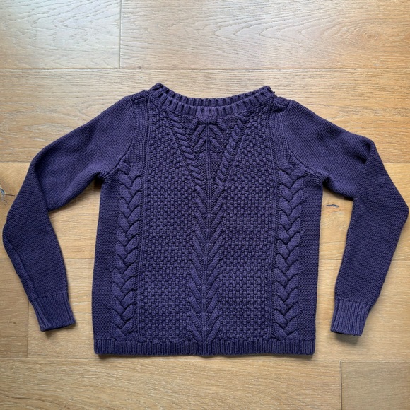 Banana Republic Factory Sweaters - Banana Republic Cable Knit Chunky Fisherman Sweater Purple Slim Fit Womens XS